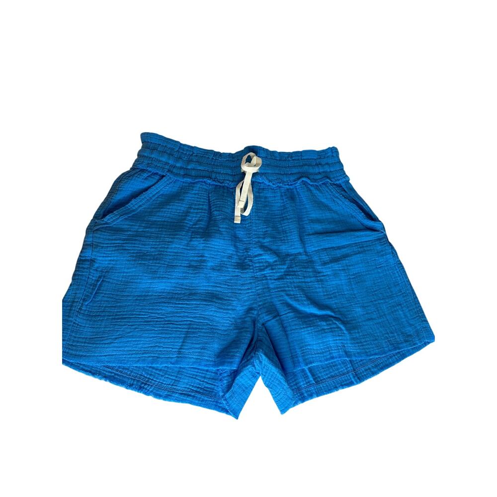 Zanana Raw Hem Gauze Elastic Waist Shorts 100% Cotton